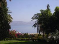 Blick vom Berg der Seligpreisung auf den See Genezareth