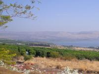Blick vom Berg der Seligpreisung auf den See Genezareth