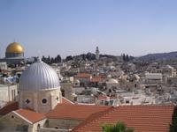 Ausblick von der Dachterrasse des österreichischen Hospizes auf die Altstadt Jerusalems