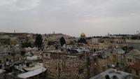 Blick von der Stadtmauer in Jerusalem zum Tempelberg 20180328_094411