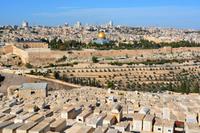 Blick vom Ölberg nach Jerusalem mit Felsendom und Al-Aqsa Moschee