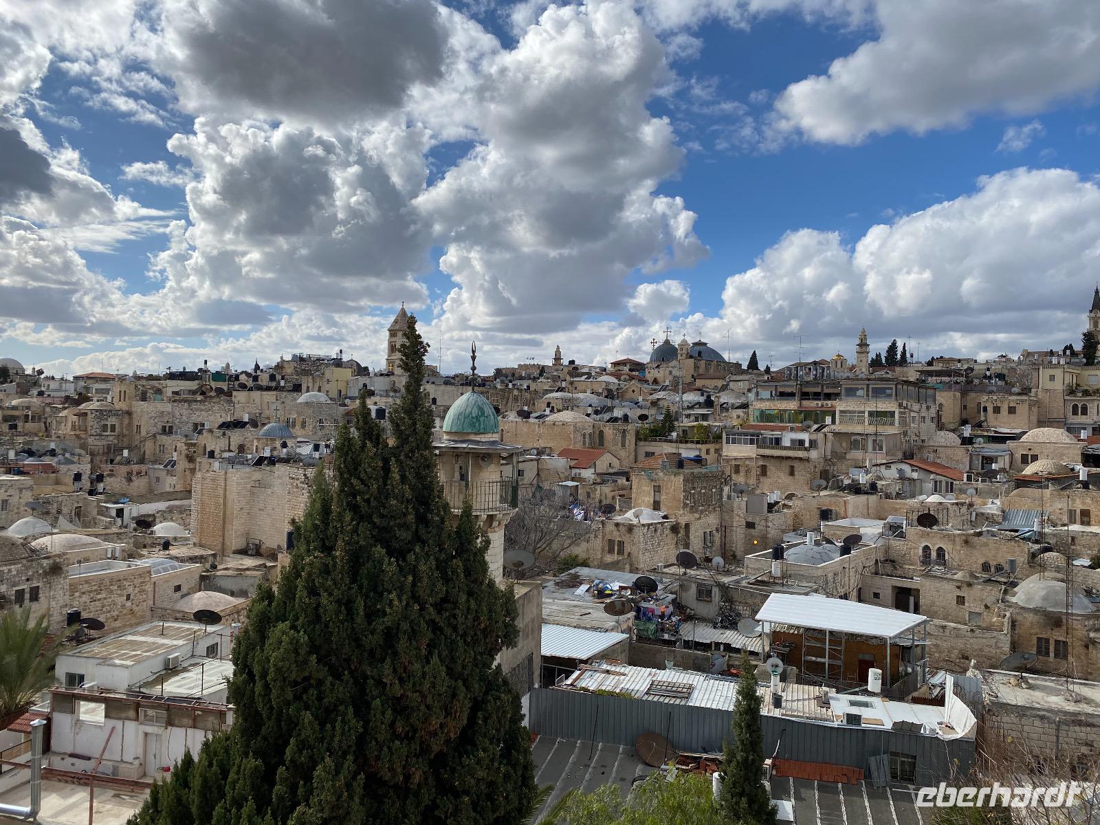 Blick auf die Altstadt Jerusalems vom Dach des österreichischen Hospiz