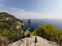 Insel Capri - Capri-Zentrum (Augustusgarten - Blick zu den Faraglioni-Felsen)