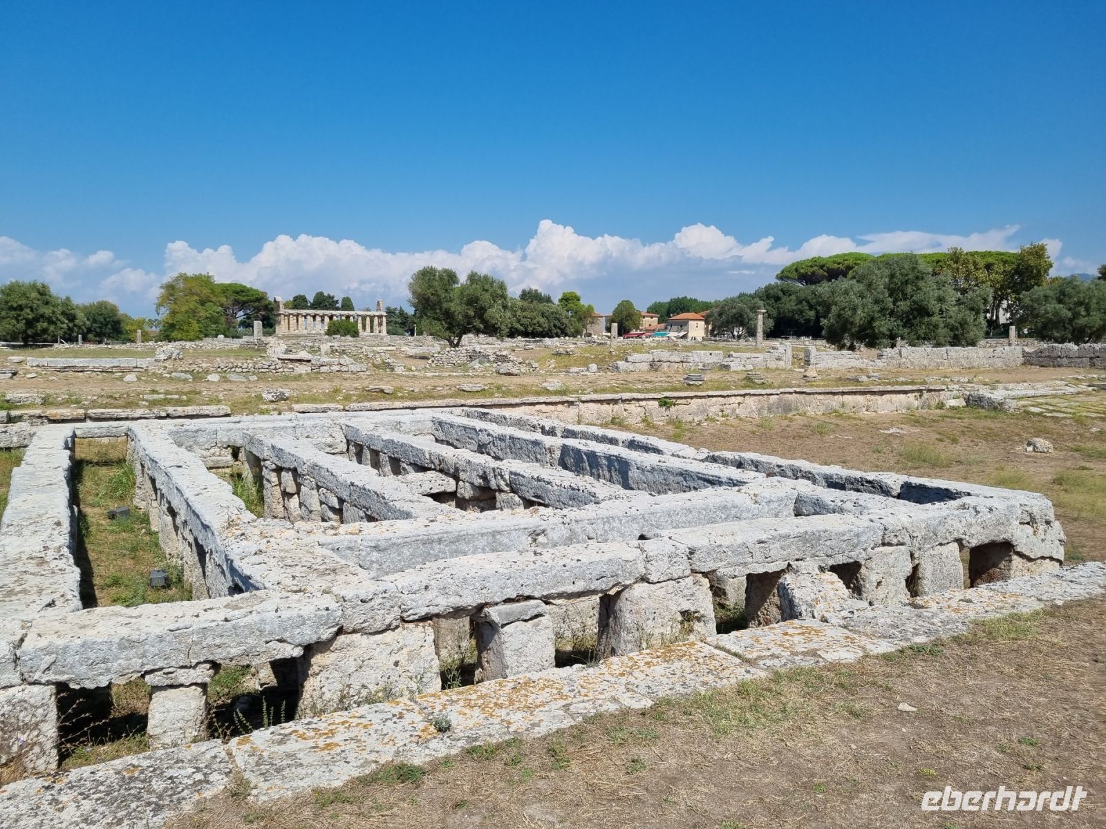 Paestum - Becken der Venus mit Blick zum Athena-Tempel