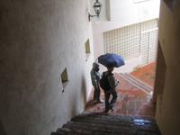 die Treppen hinab ... 