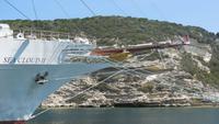 Segelschiff Sea Cloud im Hafen von Bonifacio