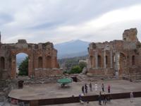 Taormina - Blick vom Teatro auf den Ätna