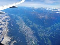 Heimflug, Innsbruck, Inntal und Nordkette links