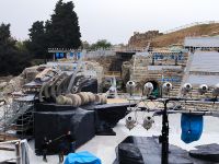 Sizilien. Siracusa. Amphitheater Bühne für  Ajace