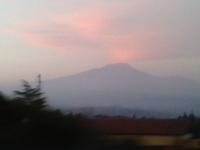 Ätna in Aktion, angestrahlt von der untergehenden Sonne