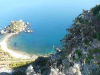 Blick von Taormina auf die Isola Bella