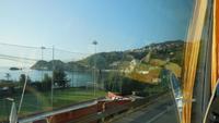 Blick aus dem Bus entlang der Bucht