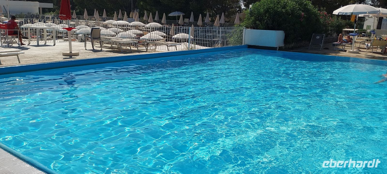 Im Hotel angekommen, haben wir noch Zeit für ein Bad im Pool.