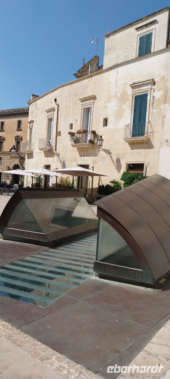 Unterirdische Olivenbäume unter Glas