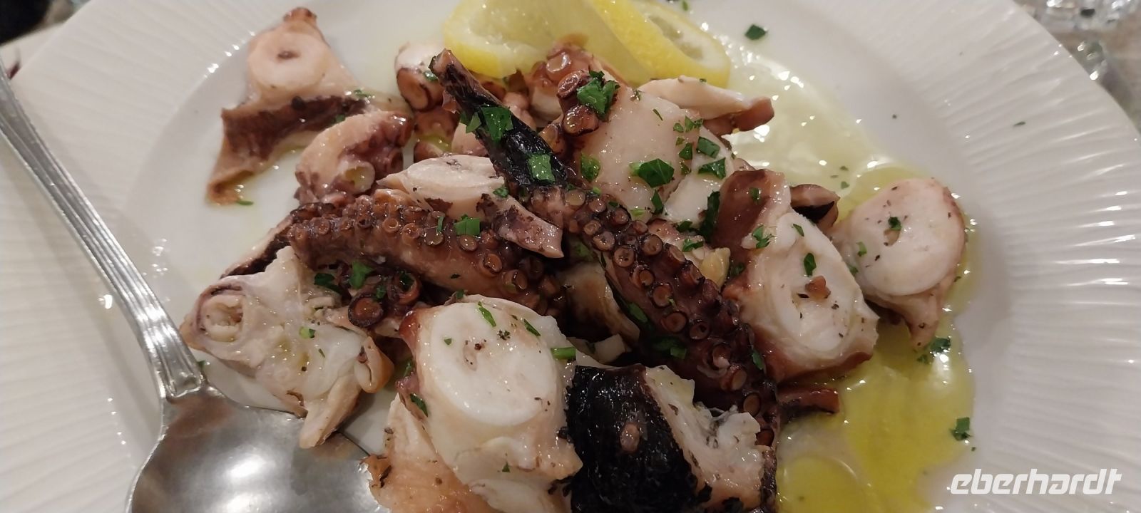 Meeresfrüchte Salat Oktopus Italien @Anette Rietz Apulien September 2023