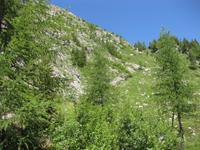 Auf dem Weg zur Denza Hütte - an der Nordseite des Croz di Stavel