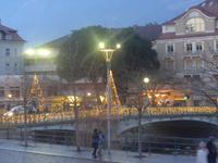 Brück über die Passer in weihnachtlicher Beleuchtung