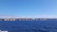 Fähr-Überfahrt von Sardinien nach Korsika (Blick auf Bonifacio)