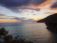 Italien, Amalfiküste, Amalfitana bei Sonnenuntergang