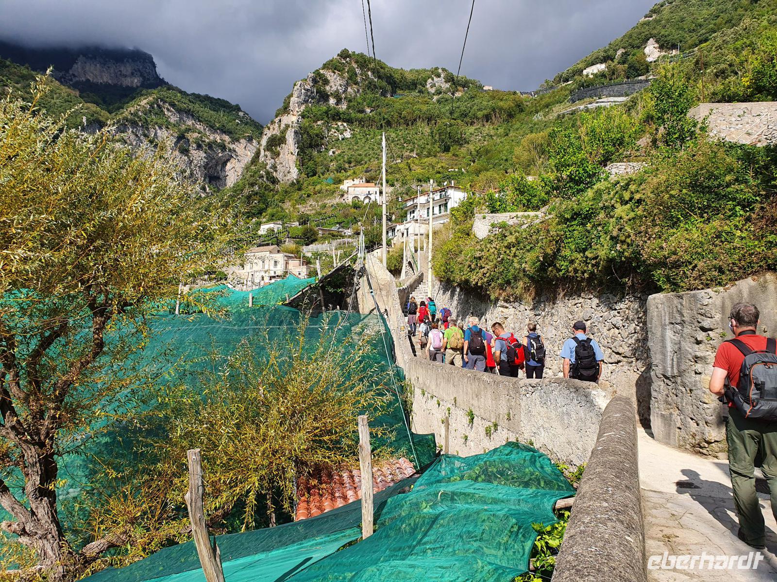 Italien, Anreise zur Amalfiküste, Wanderung im Mühlental durch Zitronenhaine