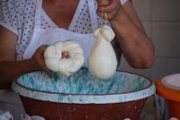 Maria präsentiert uns ihren handgemachten Mozarella