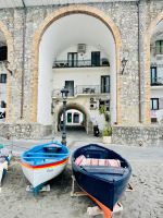 Häuser in den Bögen der Brücke