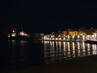 Apulien, Gargano, Vieste, Uferpromenade bei Vollmond