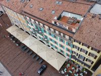 Blick vom Turm auf das Hotel