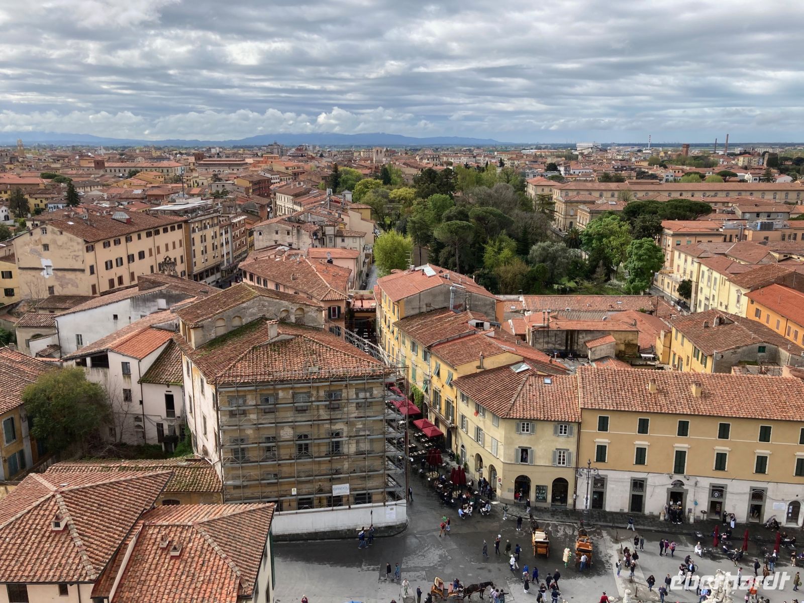 5. Reisetag – Besuch von Pisa – Blick vom Schiefen Turm auf die Altstadt