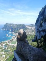 die tonnenschwere Sphinx aus Granitstein, Villa San Michele in Anacapri