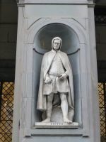 Giotto, der Meister des Glockenturms ziert neben weiteren Künstlern die Uffizien.