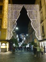 Die Einkaufsstraße ist prachtvoll geschmückt.