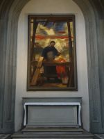 San Lorenzo, eine seltene Darstellung: Josef, der Zimmermann, nimmt seinen Sohn mit in die Werkstatt.