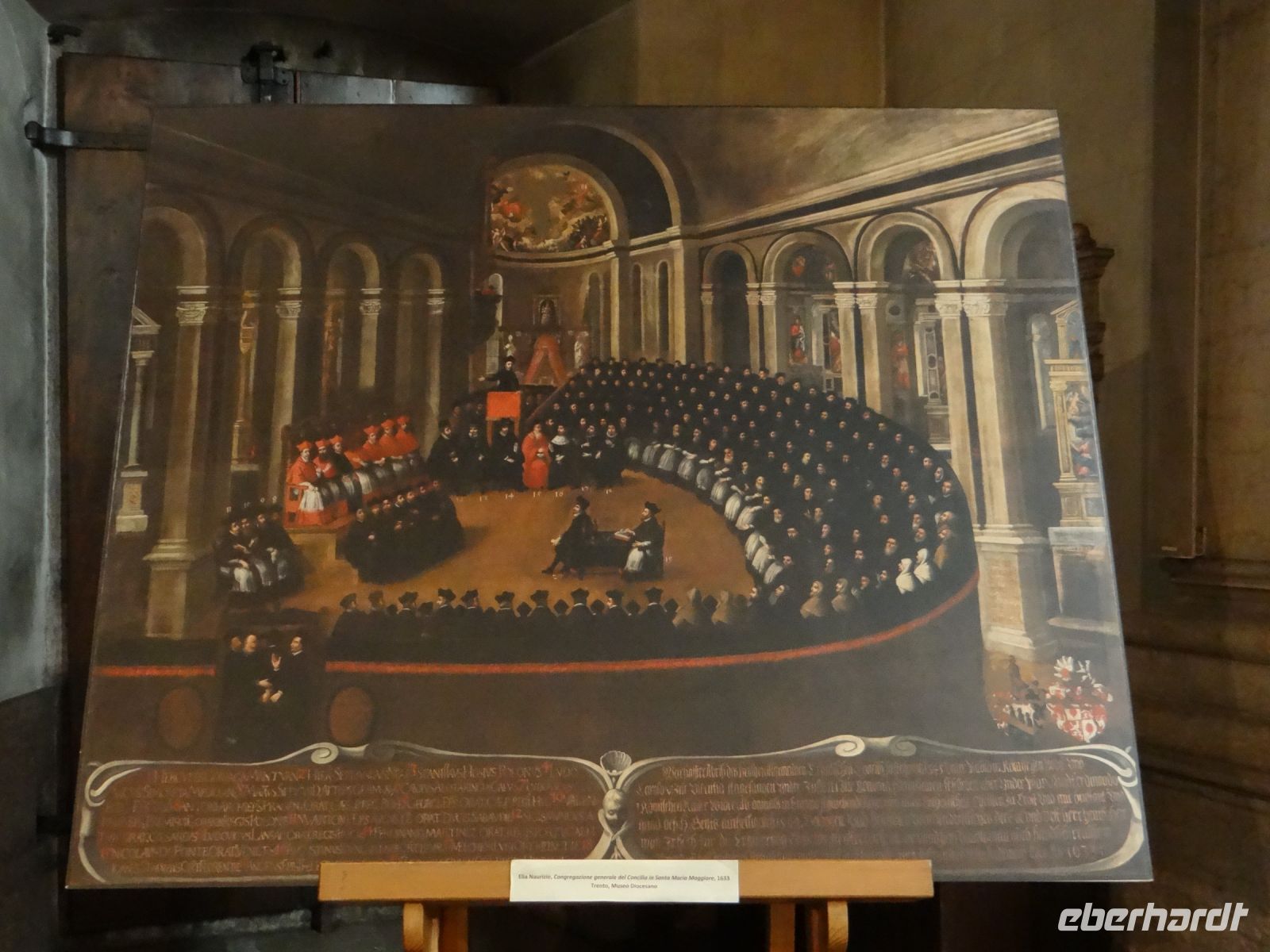 Trient, Sta. Maria Maggiore, hier tagte das Konzil von Trient, festgehalten in einem Gemälde.