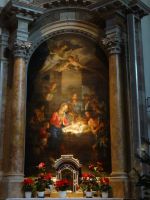 Meran, St. Nikolaus, in der dunklen Kirche leuchtet diese Darstellung hervor. 