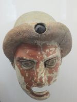 Museum Lipari: Theatermaske der Neuen Komödie mit 2 Falten für Intelligenz