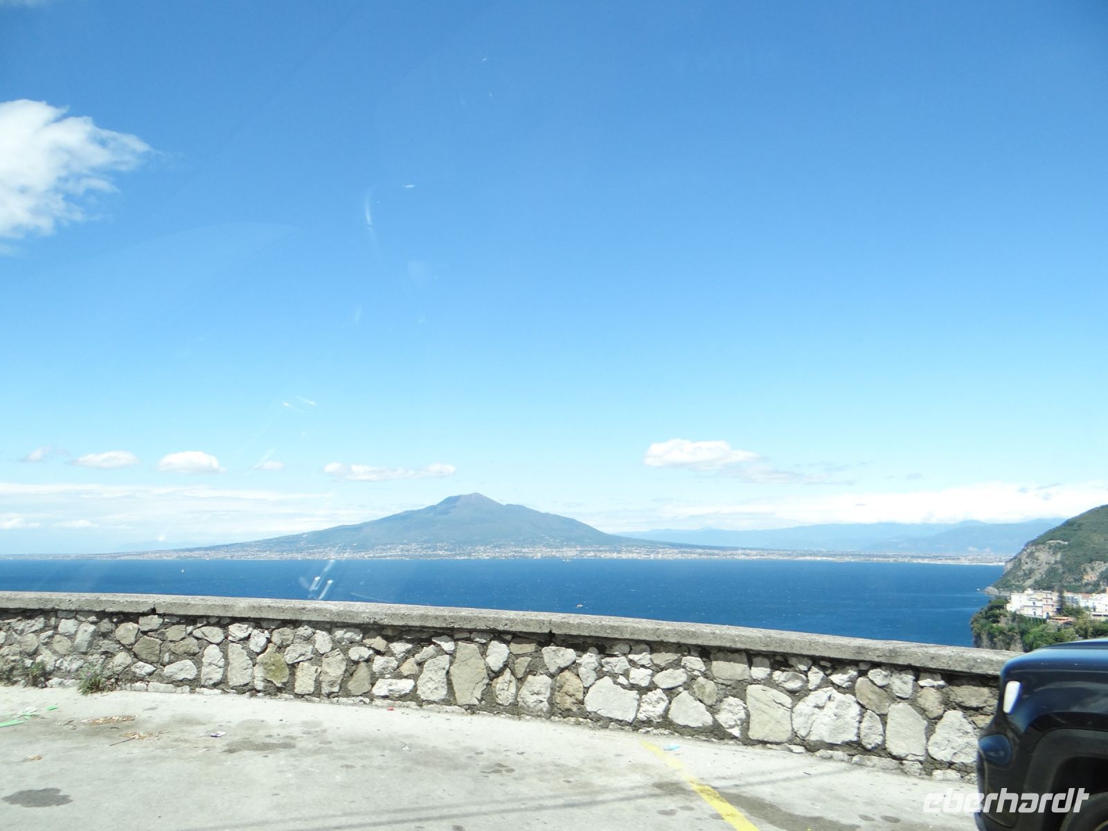 Fahrt nach Massa Lubrense, Blick auf den Golf von Neapel und Vesuv