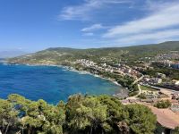 Geschafft! Blick von oben auf die Bucht vor Castelsardo