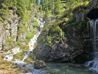 Der obere Teil der Vallesinella Wasserfälle