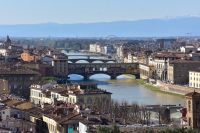 Toskana - Florenz - Firenze - Piazzale Michelangelo - Blick auf den Ponte Vecchio über den Arno