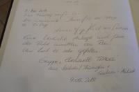 Eintrag ins Gästebuch des Protestantischen Friedhofes