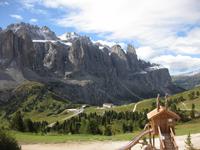 Blick vom Grödner Joch auf die Sellagruppe