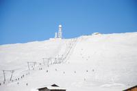 Blick aufs Rittner-Haus und auf die Skihänge am Ritten