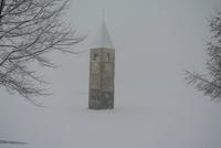 Reschen See Kirchturm im Eis