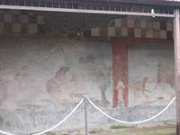 Wandgemälde in einem Wohnhaus in Pompeji