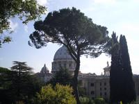 Vatikanische Gärten mit Kuppel des Petersdomes