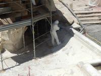 Über ein Gerüst konnte man jedoch den Restaurateuren bei der Arbeit über die Schulter gucken