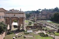 Blick auf das Forum Romanum von der Terasse Senatspalast