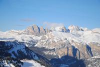 Blick in Richtung Grödner-Pass von Sella-Pass aus