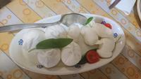 Natürlich durften wir probieren, rechts die Schleifchen, links die Burrata